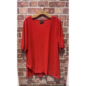 Coco Blanco Basic Top Women's Size L Solid Ruby Red Loose Fit Casual Round Neck